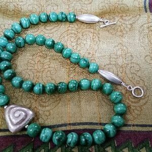 malachite silver necklace