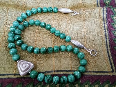 malachite silver necklace