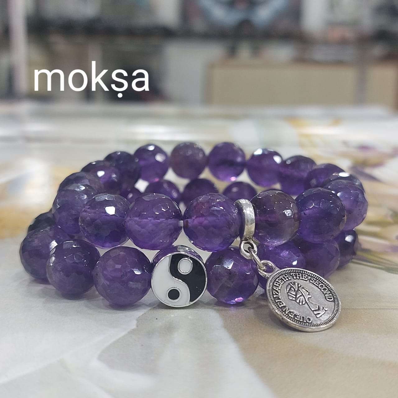Amethyst Crystal Bracelet Round Faceted AAAAA Quality 1 pc Moksa
