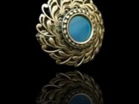 Pure 925 Silver Ring with blue glass