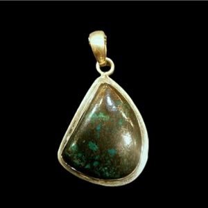 D-Shaped Turquoise Pendant in Pure 925 Silver