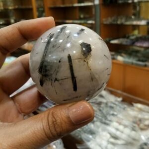 Tourmilated quartz sphere 2.5