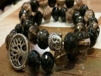 Faceted Smoky quartz and black tourmaline bracelet