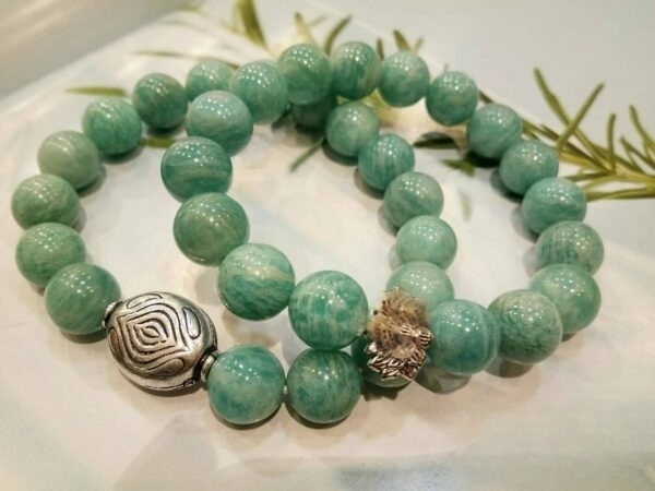 Amazonite carving 10MM Round Beaded Bracelet . Length in 7.5 Inch Stre –  GARNET IMPEX USA