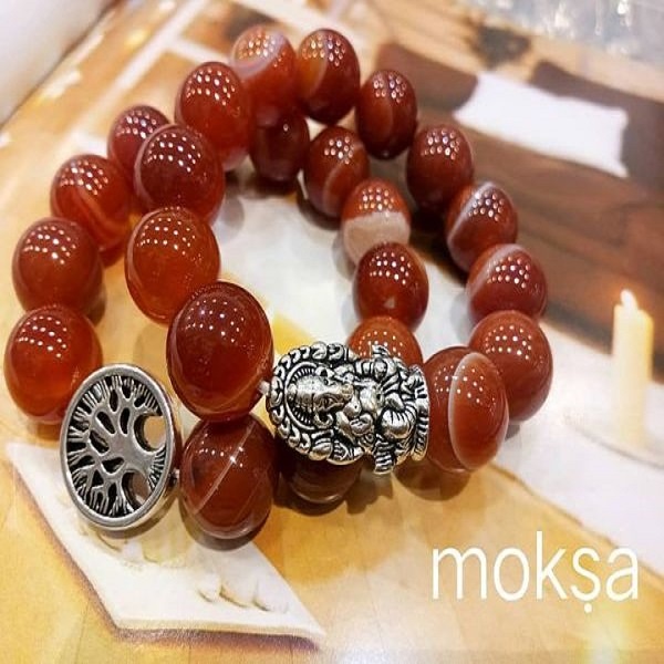 Orange Carnelian with Tulsi Bracelet For protection and happiness -  Engineered to Heal²