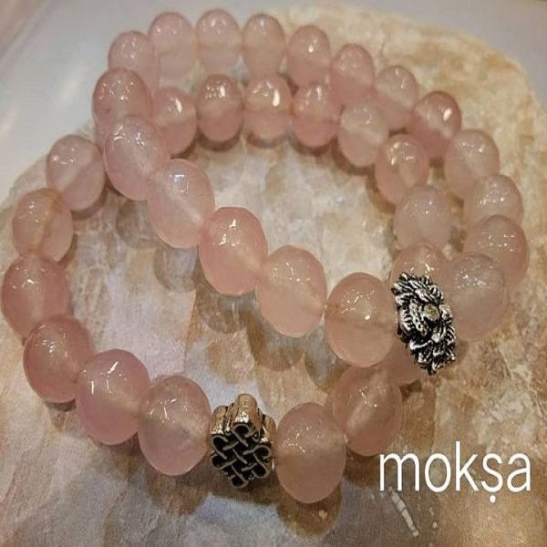 Rose quartz crystal bracelet round faceted 1pc Moksa