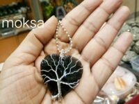 Obsidian Heart Pendant wire wrapped - 1pc