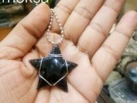 Obsidian Star Pendant wire wrapped - 1pc