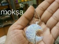 opalite crescent moon pendant