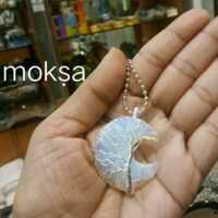 opalite crescent moon pendant