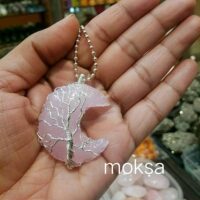 Rose quartz crescent moon pendant