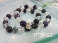 clear quartz and amethyst 10mm bracelet - 1 pc