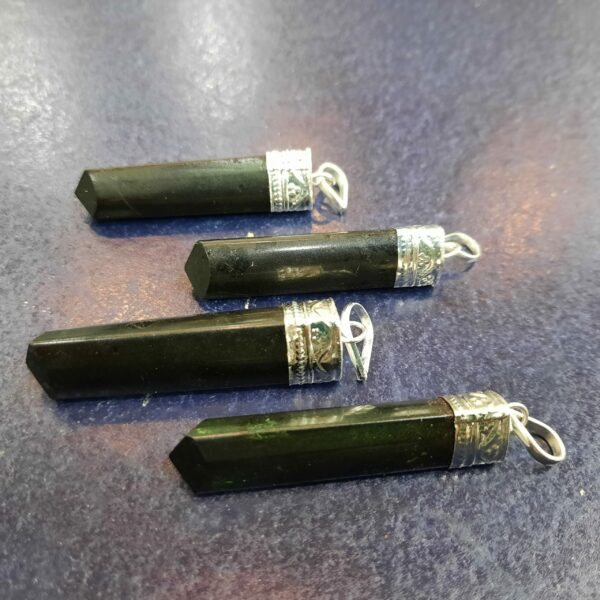 Black Tourmaline Pencil Pendant – 1pc - Moksa