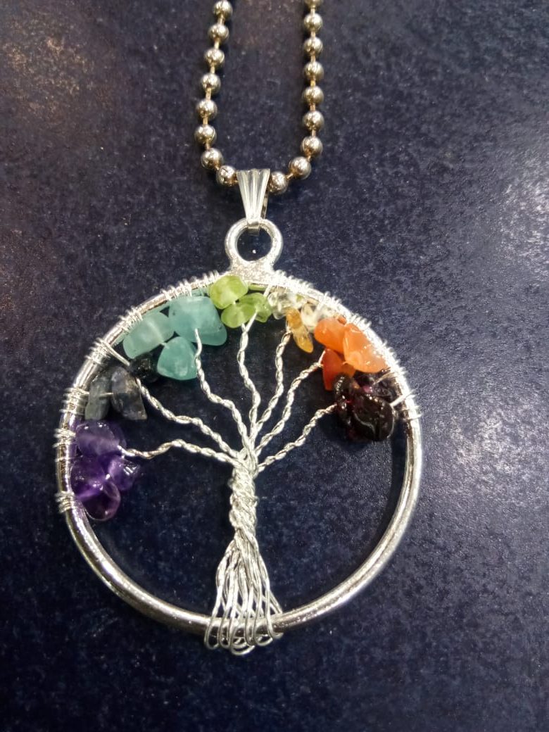 7 chakra tree shop of life pendant