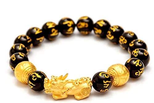 Feng Shui Pixiu Black Obsidian Wealth Bracelet Attract Wealth - Moksa