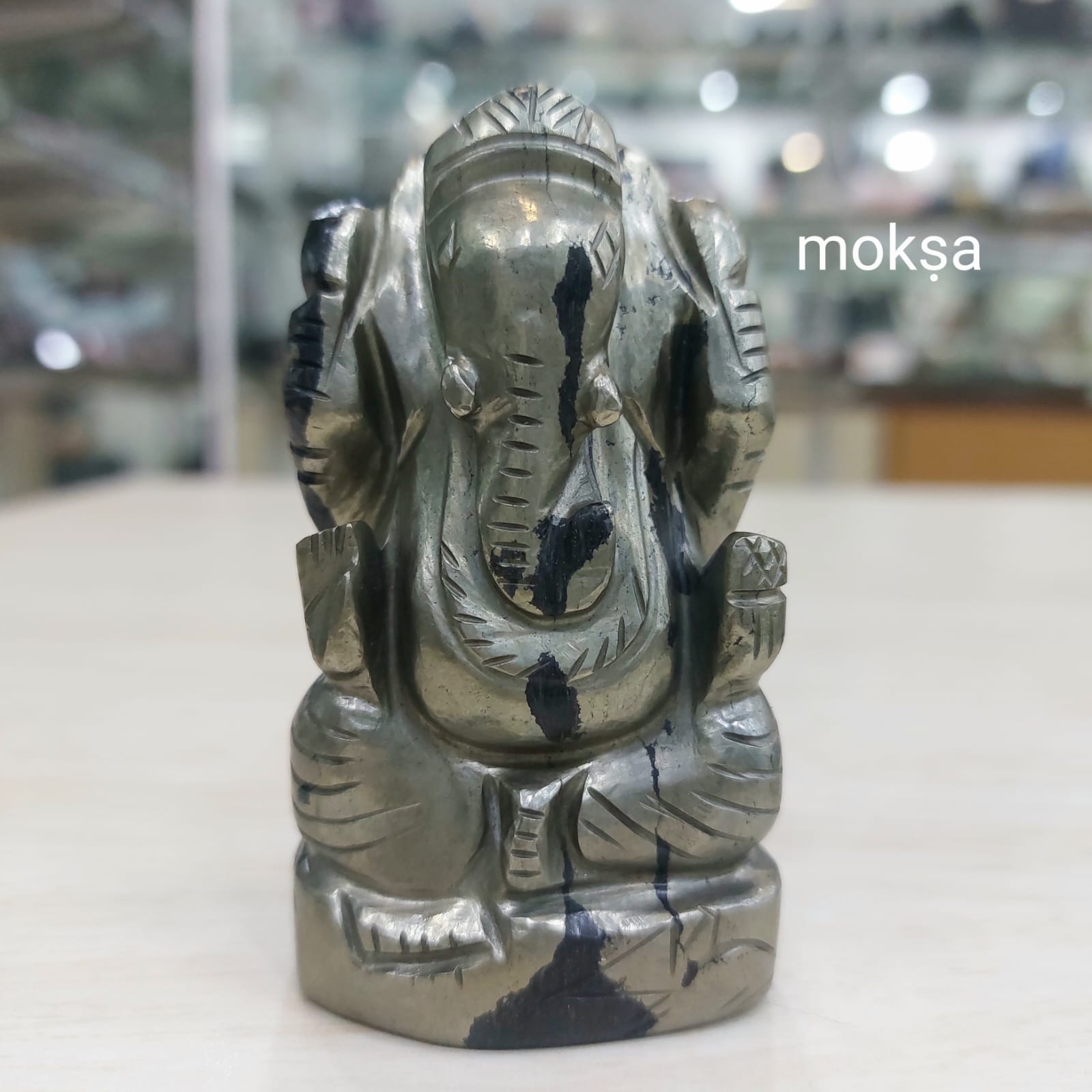 Pyrite Ganesha idol figurine