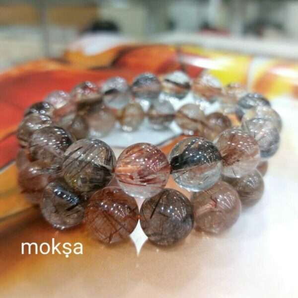 Rutilated Quartz Rutile bracelet Round 1pc Moksa
