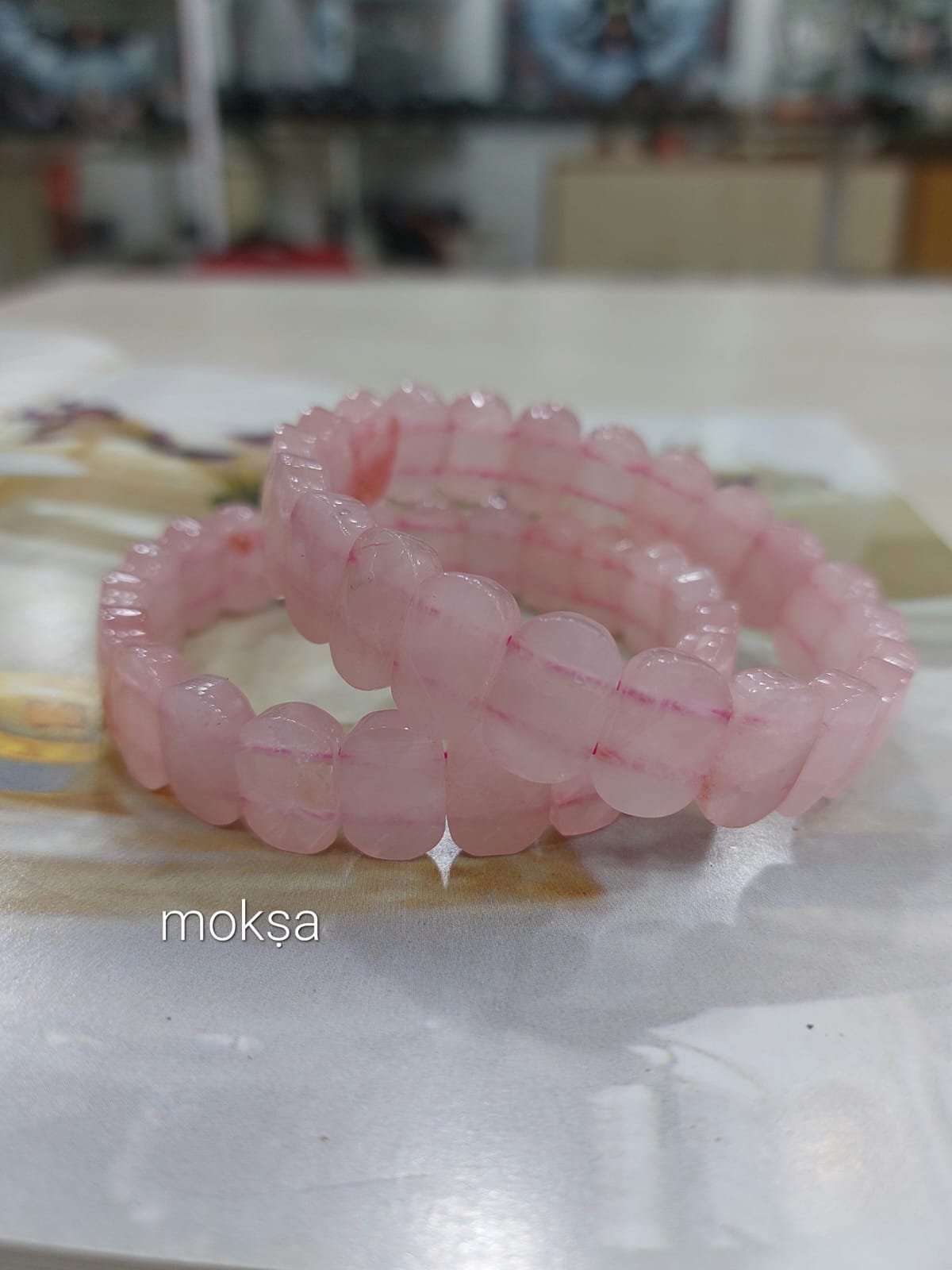 Rose quartz bracelet  oval faceted  1pc  Moksa