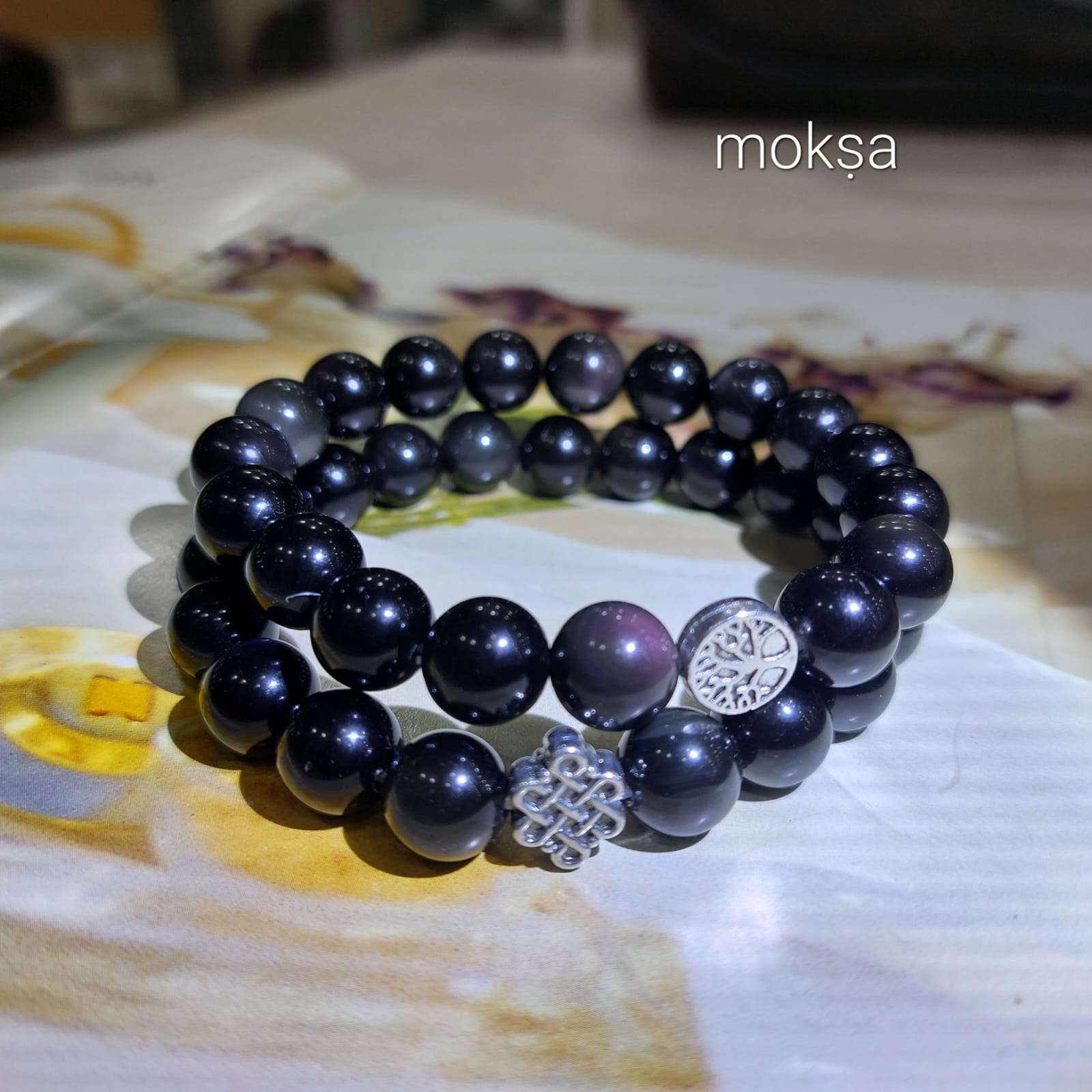 Rainbow Obsidian Bracelet – Round – 10mm – AAA quality – 1pc - Moksa