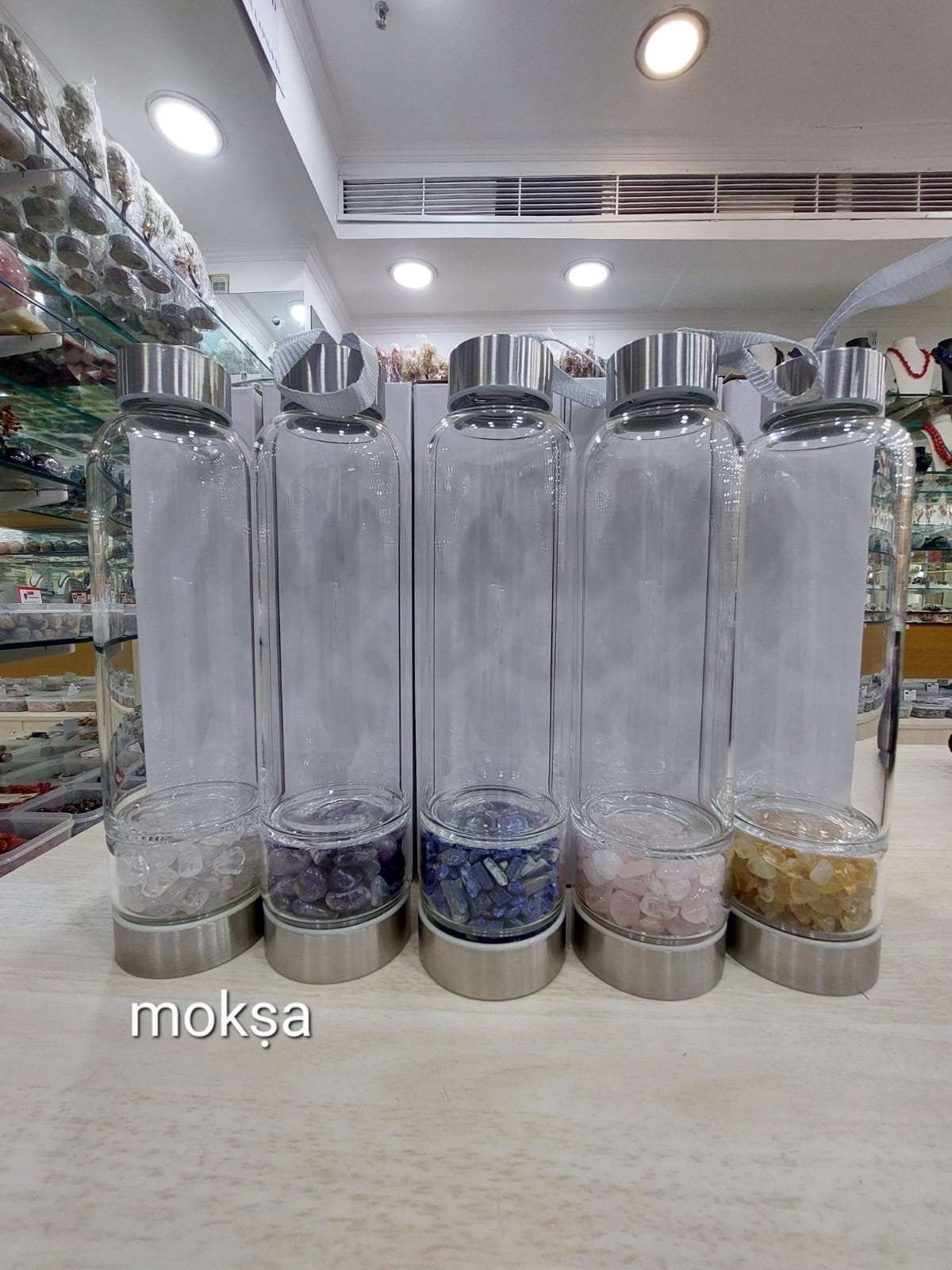 Elixir bottles with crystals