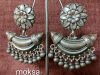 MOHMAYA Cresenct Chandra drop 925 silver fabulous handcrafted Earrings