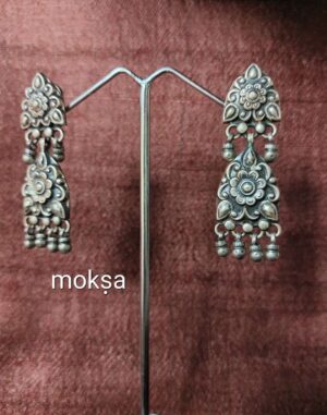 MOHMAYA Double flower drop 925 silver fabulous handcrafted Earrings