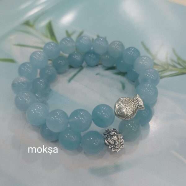 Royal Gemstone Beaded Bracelet | Aquamarine - elliparr