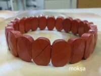 Red jasper crystal bracelet - flat oval faceted - 1pc