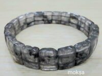 Tourmalated quartz crystal bracelet - flat rectangular faceted - 1pc