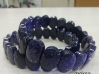 Blue goldstone crystal bracelet - oval flat faceted - 1pc