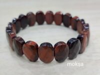 Red tiger's eye crystal bracelet - flat oval faceted - 1pc