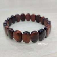 Red tiger's eye crystal bracelet - flat oval faceted - 1pc