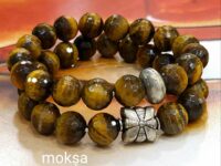 Tiger's eye crystal bracelet - round faceted  - 1pc