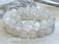 White Rainbow Moonstone AAAAA quality crystal bracelet (Peace, Calm, Intiution) - rounded - 1pc