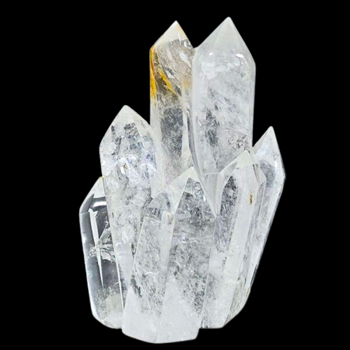 Natural Himalayan Clear Quartz Soulmate Twins and Family Crystal Cluster with multiple clear quartz points growing from a shared base, collector mineral specimen for meditation, décor and crystal collection.