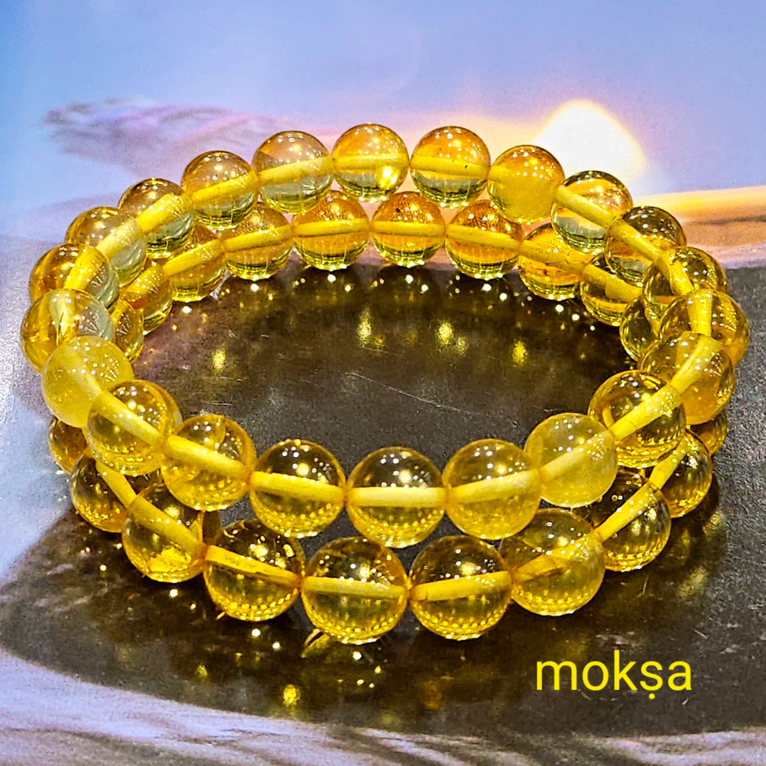 Round Beads Natural Citrine Stone 6 mm Bracelet For Reiki Chakra Yoga
