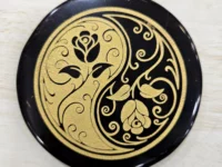 Black agate crystal plate coasters - protection, nurture, good luck - 1pc