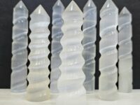 Energy transmuting Selenite crystal wand - spiral - 1pc