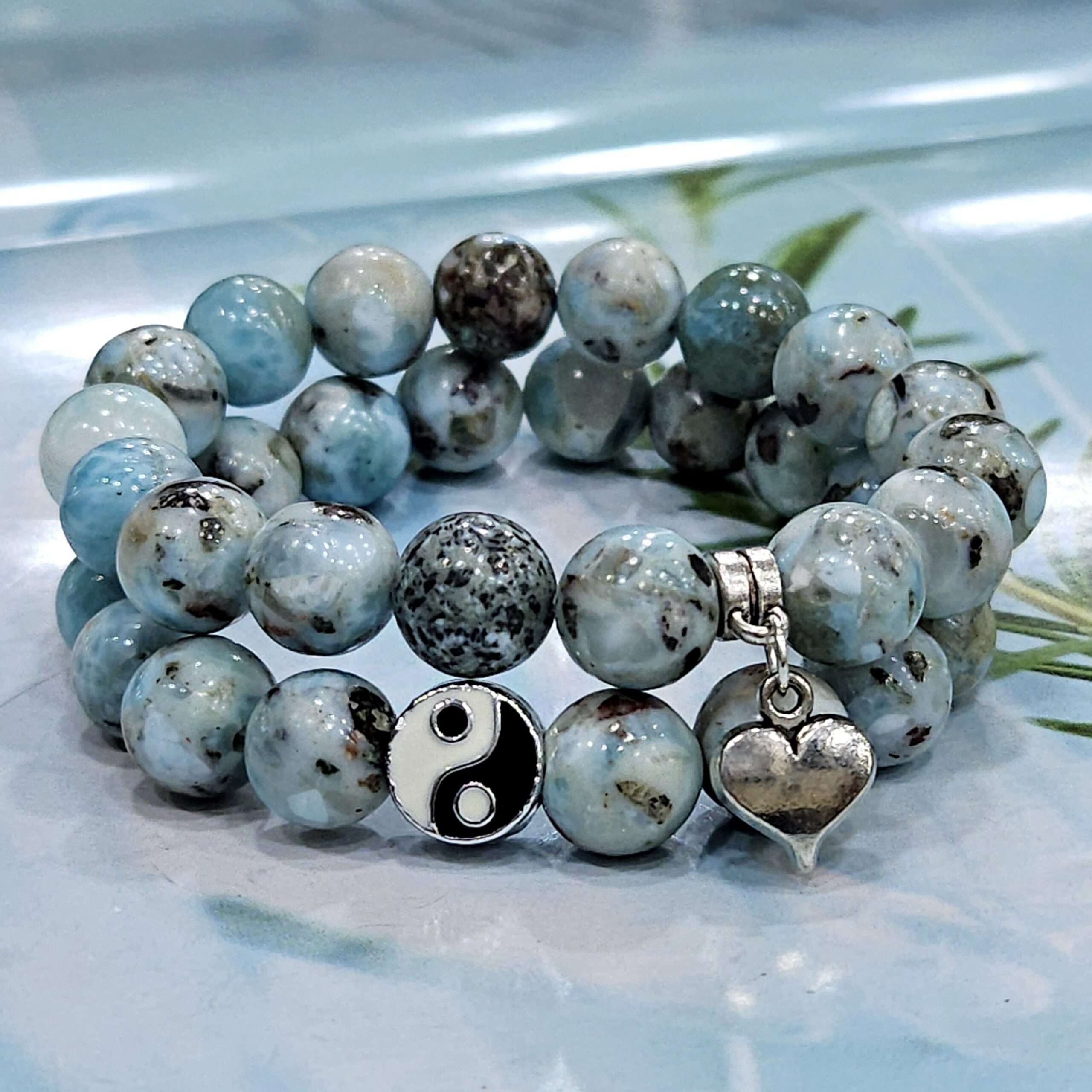 Larimar /blue pectolite crystal bracelet - love, peace, tranquility - 10mm - 1pc - 7inches