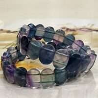 Multi Fluorite Crystal Bracelet - Oval flat faceted - 1pc