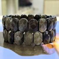 Golden Sheen Obsidian crystal bracelet - Oval flat faceted - 1pc