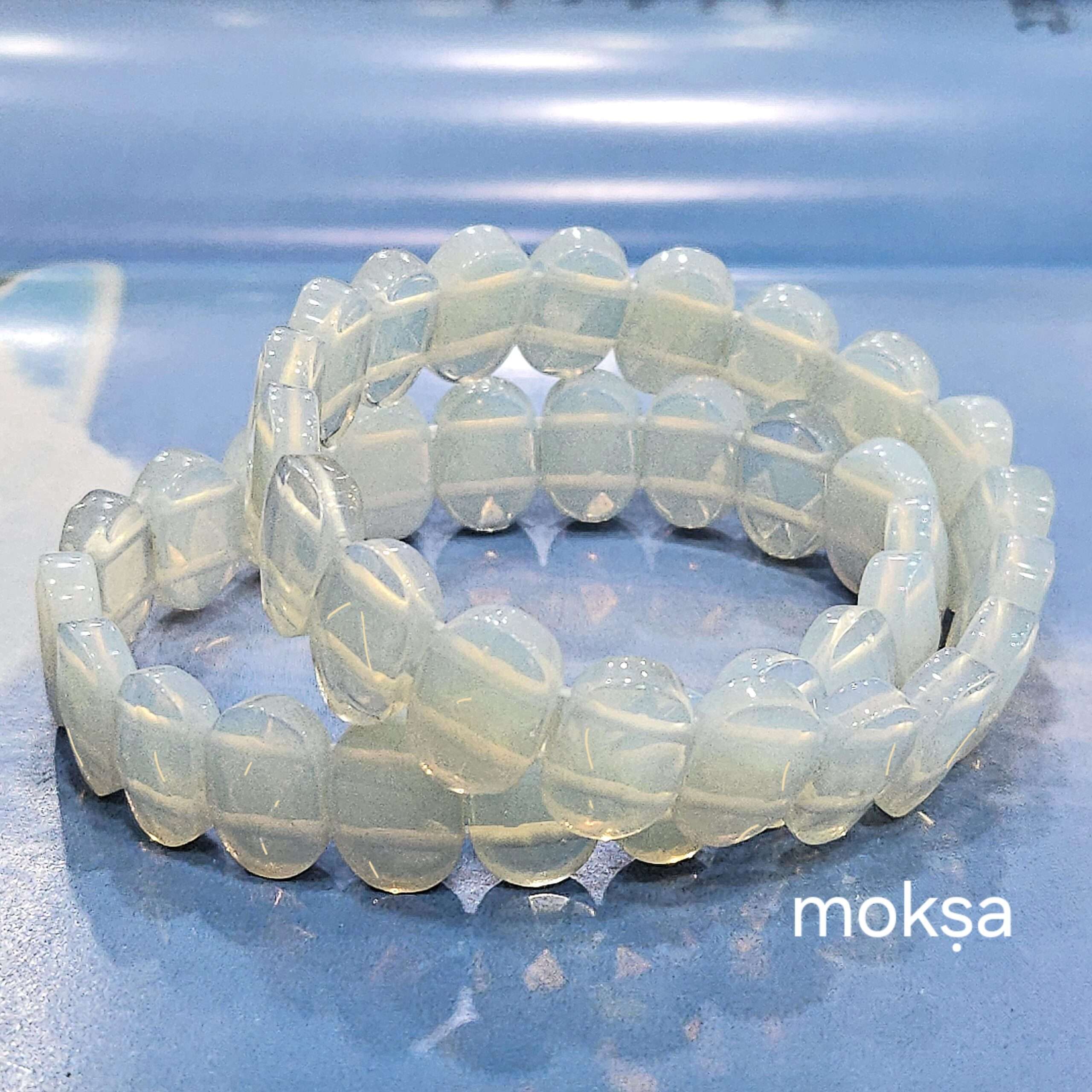 Opalite Forever Love Heart and Feather Bracelet