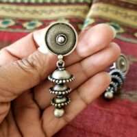 Mohmaya Traditional 92.5 Silver Earrings - Triple Jhumka  - 1pc