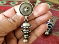Mohmaya Traditional 92.5 Silver Earrings - Triple Jhumka  - 1pc