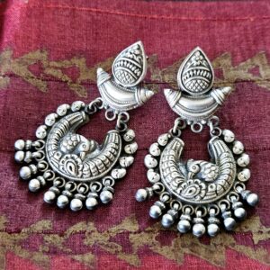mohmaya-traditional-92-5-silver-earrings-peacock-1pc