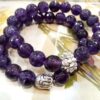 Natural AAA Amethyst Crystal Bracelet with round faceted purple gemstone beads on a stretch elastic cord.