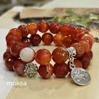 Carnelian crystal bracelet - rounded faceted - 1pc