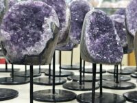 Amethyst crystal cluster on stand - 1pc