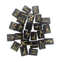 Black Agate Rune set with 25 pcs - 1 set - for Divination