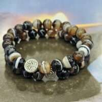 Banded Agate bracelet - 8mm round - 1pc - sulemani